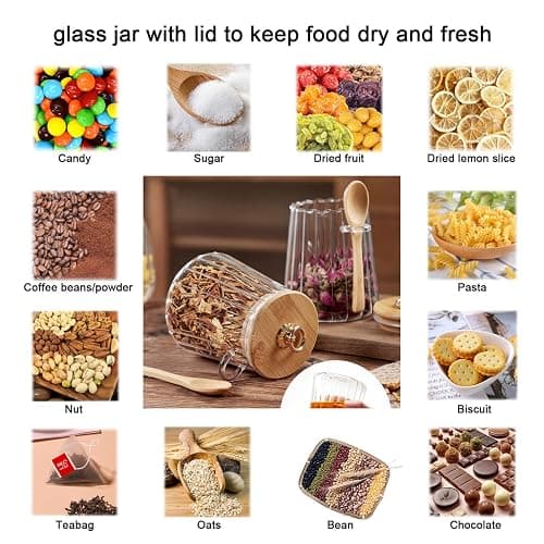 CNWSGEM Sugar Bowls Sugar Container 25.36 FL OZ Glass Coffee Canister Airtight Food Storage Jar with Lid and Spoon Candy Jar Coffee Bar Accessories Storage Beans Powder (Conical) thumbnail 4