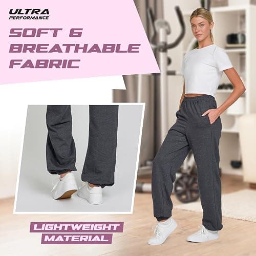 Ultra Performance Womens Joggers Wide Leg 3 Pack Sweatpants Women’s Active Jogger’s Baggy Cinch Bottoms Sweat Pants for Women thumbnail 3