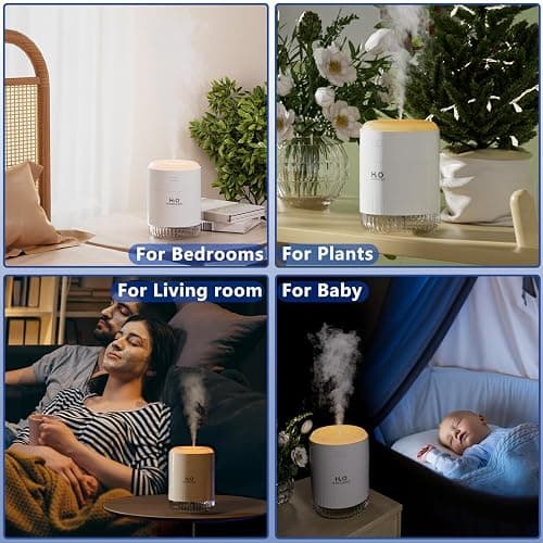 SZO Upgraded 500ML Humidifier for Bedroom with Night Light, Portable Humidifiers for Home and Plants, Humidifiers for Baby, Quiet Operation, Auto-Off, for Baby Room, Home, Office and Plants thumbnail 2