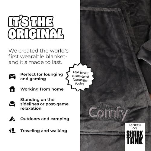 THE COMFY Original | Sherpa Lined Microfiber Fleece Wearable Blanket, Oversized Design with Hood and Pocket from Shark Tank thumbnail 2