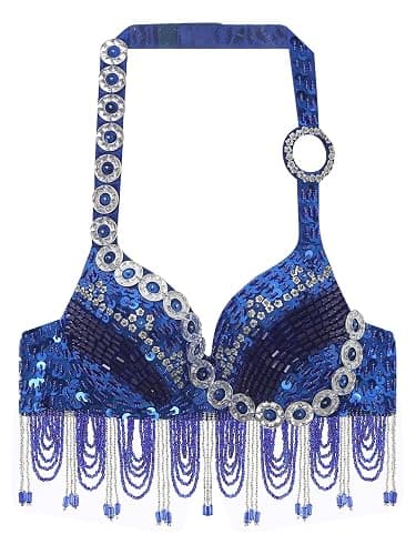 Miutii Women Shiny Sequins Beaded Tassel Underwired Bra Rave Belly Dance Crop Tops Party Clubwear thumbnail 3
