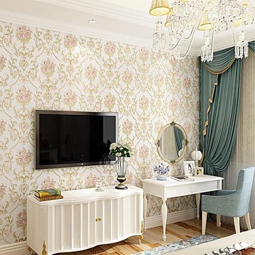 Farrich Vintage 3D Floral Peel and Stick Wallpaper Embossed Colorful Rustic Damask Flower Wall Paper Self Adhesive Wallpaper Decorations for Bedroom White 20.8" x 197" thumbnail 6