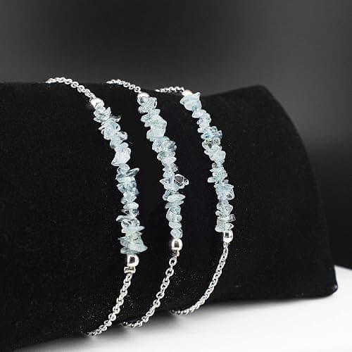 Gempires Natural Chips Bar Bracelet, Energy Healing Crystals, Birthday, Gift for Her, Gemstone Jewelry 8 inch AA+ Quality thumbnail 2