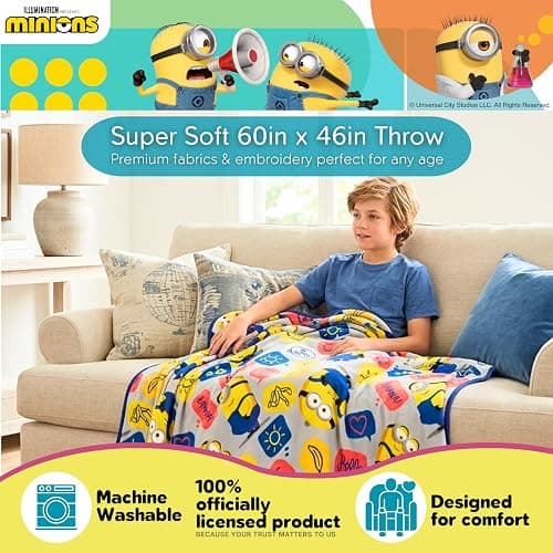 Franco Kids Bedding Super Soft Plush Throw Blanket, 46 in x 60 in, Minions The Rise Of Gru thumbnail 3