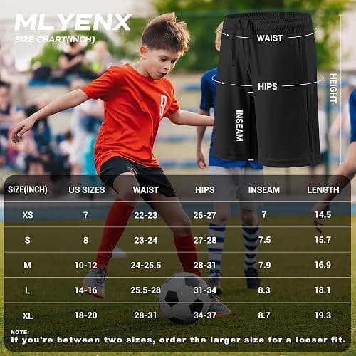 MLYENX 5 Pack Boys Athletic Shorts Active Performance Youth Kids Basketball Shorts Quick Dry with Elastic Waist Pockets thumbnail 2