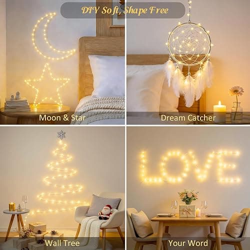 JMEXSUSS USB Fairy Lights for Bedroom, 33ft 100 LED Twinkle Lights Plug in with Remote, Indoor String Light for Dorm Girl's Room Tent DIY Birthday Gift Party Decor, Silver Wire, Warm White,Timer thumbnail 5