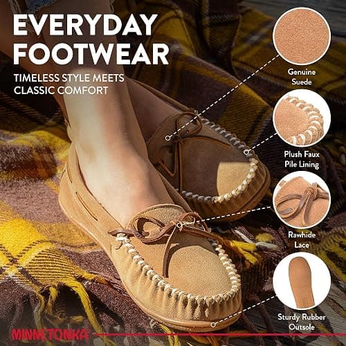 Minnetonka Women's Camp Tie Moc - Indoor/Outdoor Cozy Slippers with Durable Sole thumbnail 5