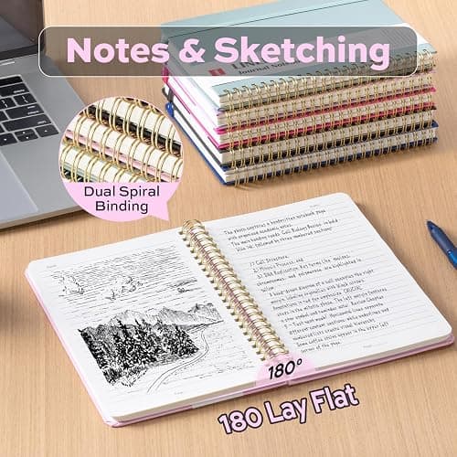 deli Pink Lined Spiral Journal Notebook, 160 Pages, A5 (5.5"x8") Hardcover Writing Notebook, College Ruled Spiral Bound Journal for Women & Men - Perfect for Work, School, Office & Note Taking thumbnail 2