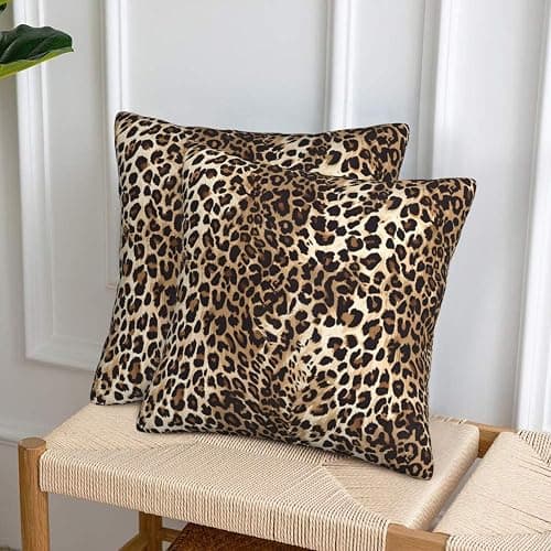 Yobvec Cheetah Print Pillow Covers Home Decor 18x18 Inch, Leopard Print Throw Pillowcase Decorative Cushion Cover for Bed Sofa Couch, 2 Sets thumbnail 3