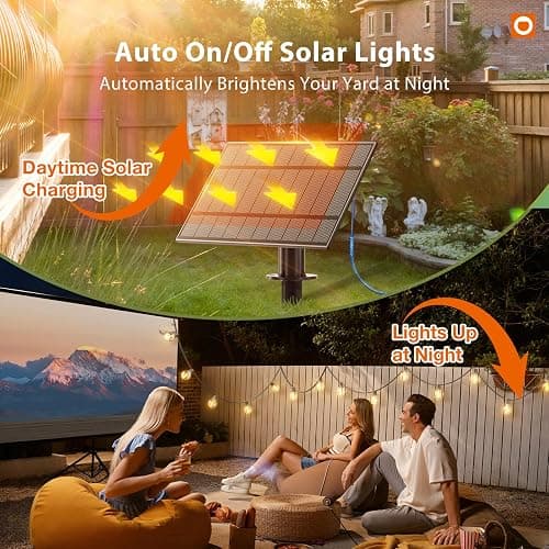 addlon 100FT Solar String Lights Outdoor with Remote, 54 LED Shatterproof Bulbs, Dimmable & Timable, 3 Light Modes, G40 Waterproof Solar String Lights for Outside Backyard Party Decor thumbnail 5