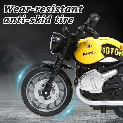 4-Pack Pull-Back Motorcycle Toys - Friction Powered Kids Toy Cars with Lights, Sounds & Automatic Drive for Boys & Girls Aged 3-12 thumbnail 3