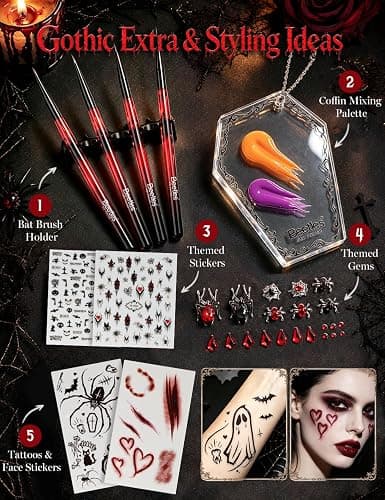 Beetles Halloween Box Vampiric Feast, Gel Nail Polish Kit with UV Light | HEMA- and TPO-Free 8-Color Gel Polish Set with Nail Tips and Stickers for Halloween DIY Nail Art and Gifts for Women thumbnail 6