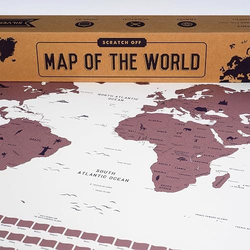 Envami Scratch Off World Map - Premium Rose Gold - Gift for Travellers - Made in Germany - 43cm x 68cm with 250 Flags of The World and U.S. States - Ideal Travel Tracker thumbnail 5