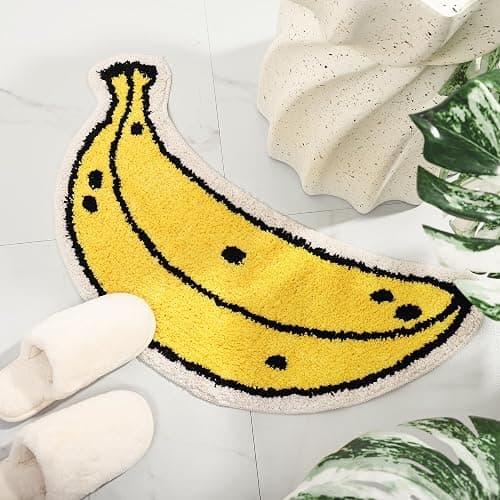 FROZZUR Banana Bath Mat, Bath Mats for Bathroom Cute Yellow Fruit Shaped Bathtub Rug Christmas Bathroom Tub Plush Shower Rugs Washable Non Slip thumbnail 3
