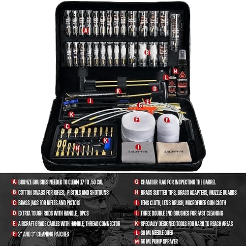 GLORYFIRE Gun Cleaning Kit Handgun Shotgun Pistol Cleaning Kit for All Guns with High-end Brass Brushes, Mops, Jags, Reinforced, Lengthened Rods and Gun Cleaning Snake&Ropes thumbnail 6