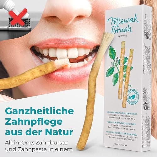 BLISSANY Miswak Brush - Natürliches Zahnputzholz für strahlend Weiße Zähne - Vegan und Umweltfreundlich - 5er Pack thumbnail 6