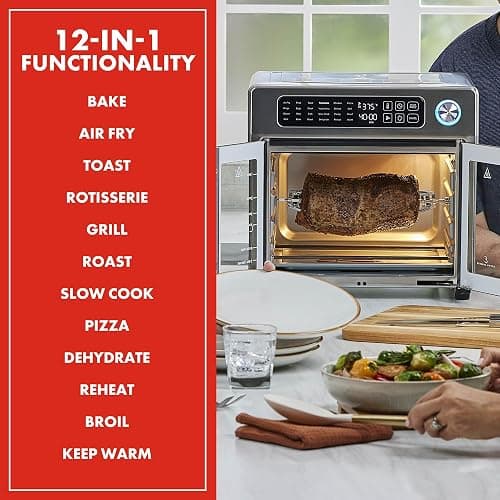 Emeril Lagasse Extra Large French Door Air Fryer Toaster Oven Combo, 24 Cooking Functions and Digital Controls, 7 Accessories Included, Stainless Steel Finish, 26QT Capacity thumbnail 4