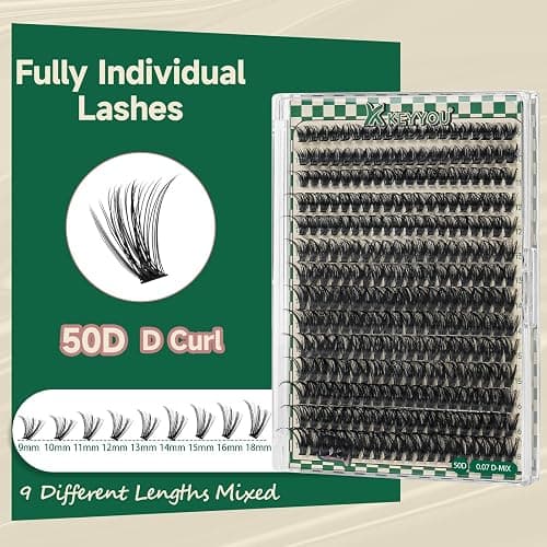 DIY Lash Extension Kit 280pcs Individual Lashes D Curl Eyelash Extension Kit KEYYOU 50D 9-18Mix Natural Lash Clusters with Lash Bond and Seal and Lash Applicator for DIY at Home(KIT-50D-0.07D-9-18Mix) thumbnail 4