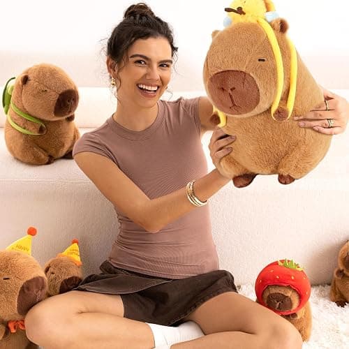Ditucu Cute Capybara Plush with Bee Backpack Kawaii Capibara Stuffed Animal Toys Plushies Gifts for Kids Brown 17 inch thumbnail 7
