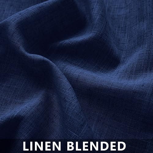 Mrs.Naturall Navy Blue Linen Curtains 213cm Length 2 Panels Set,Back Tab Bar Pocket Dark Blue Curtain Window Drapes 213cm Long for Living Room Boys Room Bedroom thumbnail 2