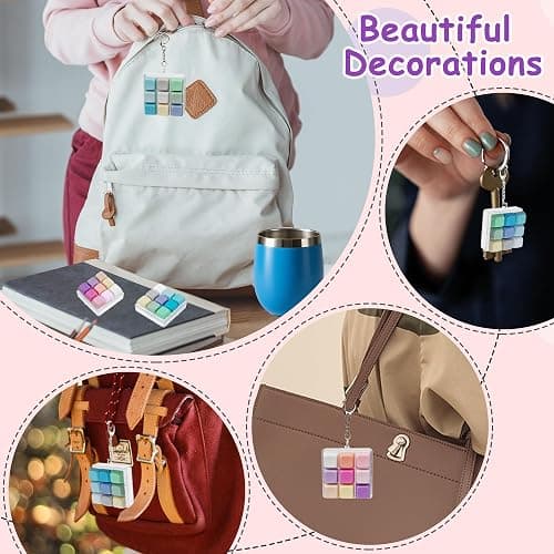 2 Pack 9 in 1 Keyboard Fidget Toy, Keyboard Fidget Keychain Anti-stressKeyboard Decompression Button Finger Clicker Toys Stress Relief Fidget Gifts (Mix Blue Pink) thumbnail 5