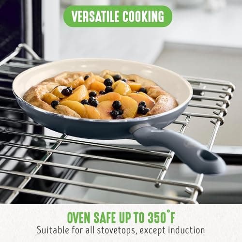 GreenLife 16 Piece Ceramic Nonstick Pots & Pans Cookware Set, Gray | PFAS-Free Nonstick Coating, Stockpot, Frying Pans, Saucepans, Sauté Pan, Stay-Cool Handles, Dishwasher & Oven Safe up to 350F thumbnail 6