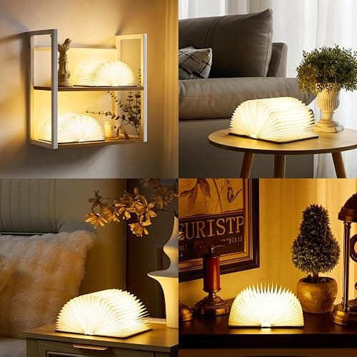 Book Lovers Gift Book Lamp, 5-Color LED, Foldable Lamp, Hot Foil Cover | 9.7 inch Large Warm ambient LED night light, ideal for bedroom, study and reading corner, perfect Christmas and holiday gift thumbnail 3