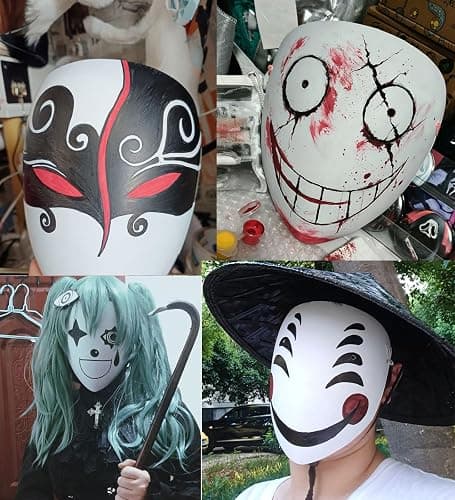 COSWHO DIY Cosplay Mask Blank White Plastic Full Face Mask Base | Paintable, Anime Craft, Halloween Costume Mask, for Art Projects thumbnail 5