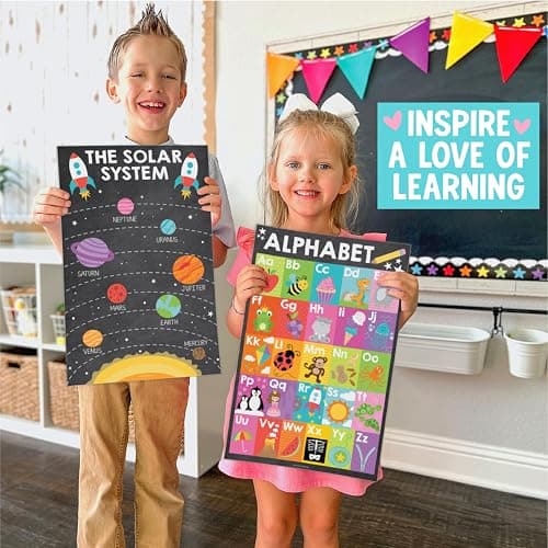 16 Laminated Toddler Learning Posters 1-3 for Preschool Classroom Decor | Chalkboard Learning Posters for Toddlers 1-3, Homeschool Room Decor for Toddler Wall Activity, Pre K Classroom Must Haves thumbnail 5