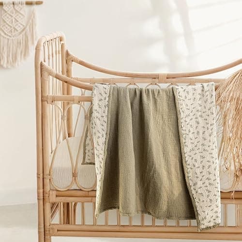 Lulu Moon Muslin Baby Blanket - Cotton Toddler Blankets for Cribs - Quilt Nursery Blanket for Baby Boys and Girls 47"x47"(Autumn Leaf) thumbnail 3