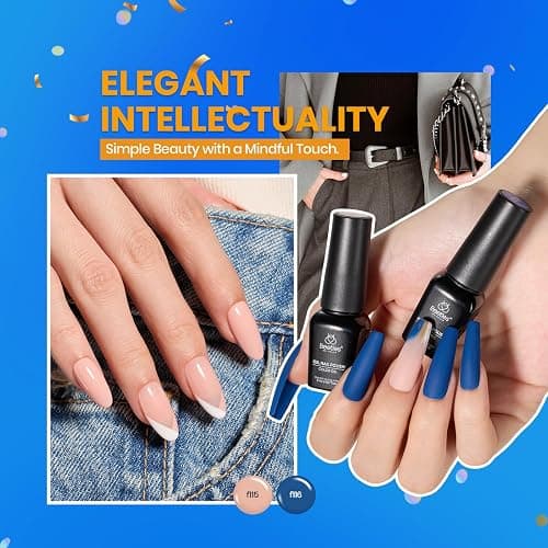 Beetles Gel Nail Polish Set 60 Colors Fall Uv Kit Jelly Brown Glitter Nude Pink White with 31pcs Art Brushes, Dotting Tools, Pens, Dust Brush, Striping Liner thumbnail 4
