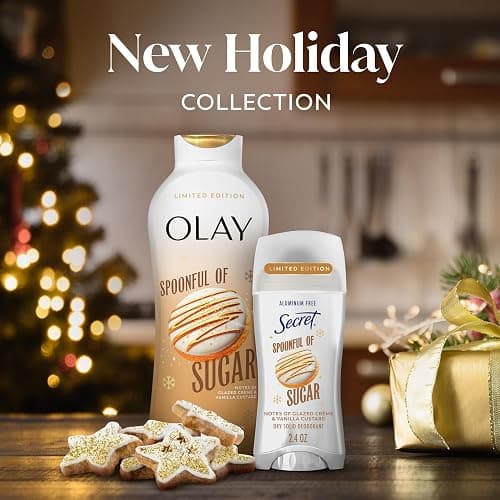 Olay Body Wash for Women, Hydrating & Moisturizing, Holiday Edition, With Plant Based Cleansers, B3 Complex, For All Skin Types, Spoonful of Sugar with Glazed Crème & Vanilla Custard Scent, 22 fl oz thumbnail 11