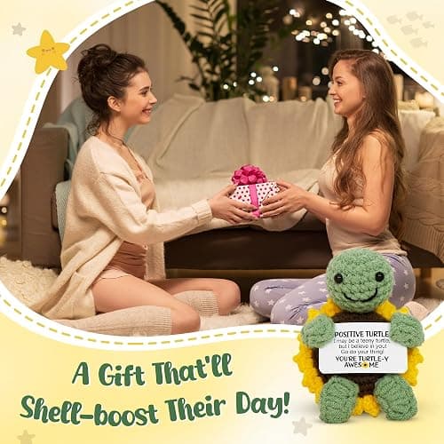 OASSIE Christmas Birthday Gifts for Women Men Teens - Turtle Positive Crochet Animals, Stocking Stuffers Relaxtion Gifts for Mom Dad Daughter Son Teen Girls Boys Sister Friend Home Desk Decor thumbnail 3