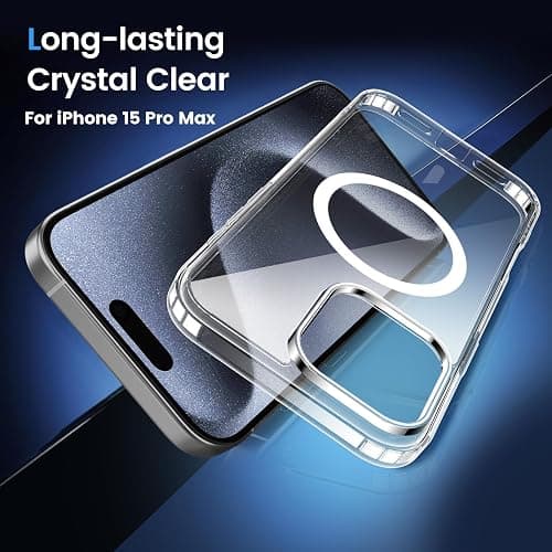 Temdan for iPhone 15 Pro Max Case Clear, [Compatible with Magsafe][Anti-Yellowing][Military-Grade Protection] Shockproof Slim Phone Case for iPhone 15 Pro Max - iPhone 15 Pro Max - Clear thumbnail 5