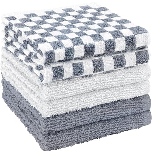 DecorRack 6 Pack 100% Cotton Checkered Washcloths, 12x12 inch Soft Cotton Face Towels, Absorbent and Durable Wash Cloth Set for Bathroom, Spa, Gym and Travel, Pink (Pack of 6) thumbnail 3