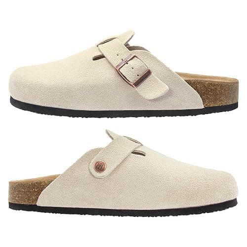 Brelzo Calvior Women's Suede Clogs Men's Slip-On Mules Non-Slip Potato Shoes Arch Support Sandals with Adjustable Buckle for Indoor & Outdoor Use thumbnail 7