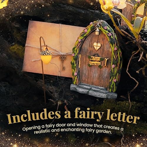 Opening Fairy Door and Window with Light, Fairy Doors for Trees Outdoor, Fairy Door, Fairy House Kit, Fairy Garden Decor, Fairy Doors, Fairy Garden Decor, Fairy Garden Decorations, Garden Fairy - Opening Fairy Door thumbnail 8