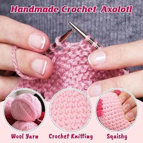 WEYON Birthday Gifts for Teen Girls, Mini Crochet Axolotl Décor Gift for 14 15 16 Year Old Girl, Cute Birthday Gift Cards for Daughter Kids Teenager from Dad Mom, Pink Presents thumbnail 3