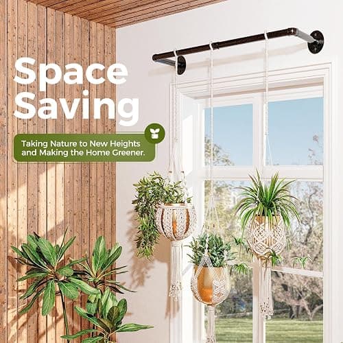Bamworld Hanging Planters for Indoor Plants Plant Hanger Indoor Hanging Plants Rod 36.2in Window Plant Shelves Metal Rod Pot/Chain/Plant Not Included thumbnail 4