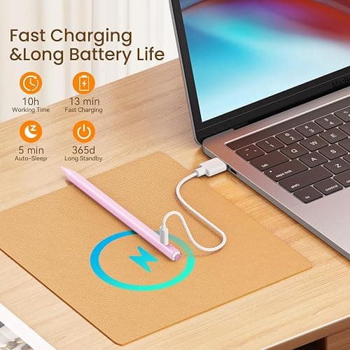 Hastraith Stylus Pen for iPad(2018-2025)-13 Mins Fast Charge with Tilt Sensitivity & Palm Rejection for iPad 11/10/9/8/7/6th Gen, Air 7/6/5/4/3/M3/M2, Pro 13"/12.9"/11"/M4, Mini 7/6/5th,Pink thumbnail 2