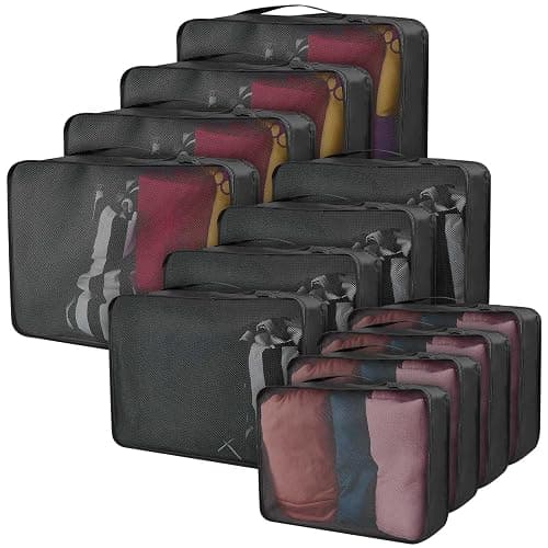 Silkfly 12 Pcs Packing Cubes for Travel,XL, L, M,Classic,Black | Large Mesh Organizer for Suitcase Luggage, Compression Style, Hiking Camping Trips, Lightweight Durable Space Maximizer - Image 1