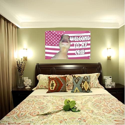 Welcome to My Crib Flag,Funny Tapestry for Bedroom Flags for Room Welcome to My Crib Duck Flag,Fit Wall Decor Bedroom Living Room Dorm Concert Gift thumbnail 7