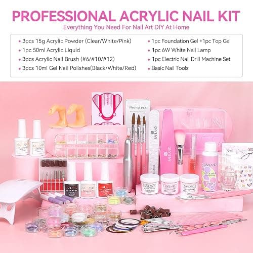 SAVILAND Acrylic Nail Kit for Beginners: Professional Nail Kit with Everything Gel Nail Polish Nail Drill U V Lignht Nail Supplies Salon Home Use Gifts Set thumbnail 2