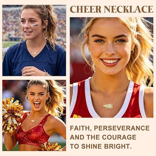 Miss Chipmunk Cheerleader Gifts- Cheer Necklace for Women Teens Fans Coach Team, 14K Gold Plated Cheer Pendant Christmas Birthday Cheer Gifts Jewelry thumbnail 4