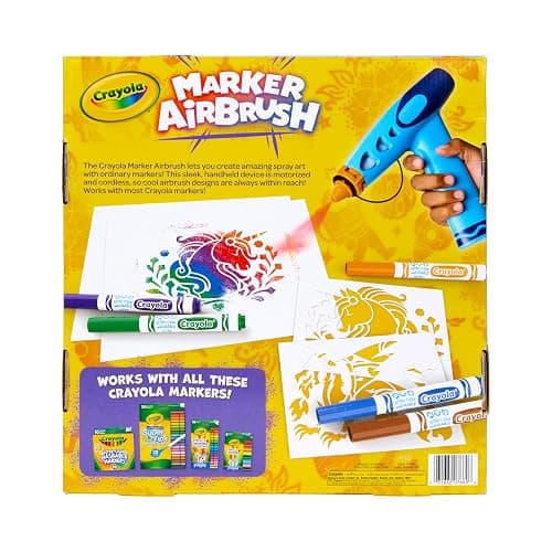 Crayola Marker Airbrush Spray Art Kit, 8 Washable Markers, 5 Stencils | Arts & Crafts Toys for Kids, Birthday, Holiday Gifts for Girls & Boys 6+, Battery-Powered Sprayer Kids Activities thumbnail 4