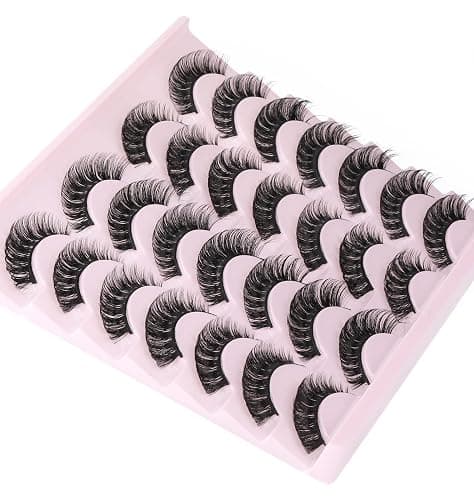 False Eyelashes Russian Strip Lashes Volume Fake Eyelashes Extension D-Curly Wispy Handmade Soft Reusable 14 Pairs Lashes Pack thumbnail 5