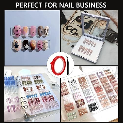 GUXACU 5 Rolls Double Sided Tape Nail Tape for Press On Nails Double Sided Nail Tape for Nail Packaging Fake Nail Storage Nail Display Nail Art Nail Salon Press On Nail Supplies with Tweezer thumbnail 3