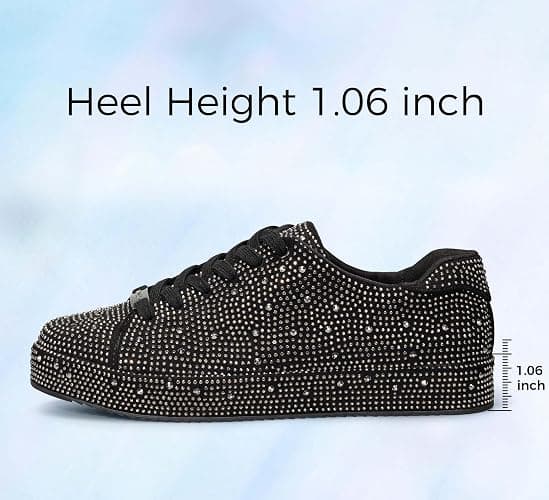 LUCKY STEP Platform Rhinestone Fashion Glitter Sneakers | Sparkly Bling Bedazzled Wedding Bridal Shiny Shoes for Women thumbnail 4