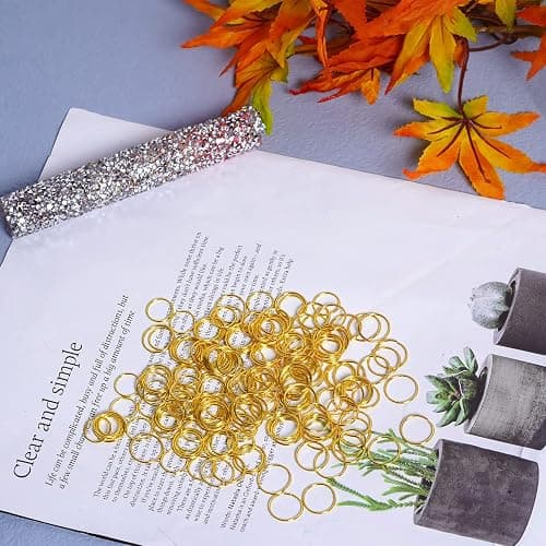 Nydotd 180 Pieces Hair Rings, Loop Clips, and Hoops - Fashion Hip-Hop DIY Hair Accessories for Braids and Dreadlocks (12mm+14mm, Gold) thumbnail 5