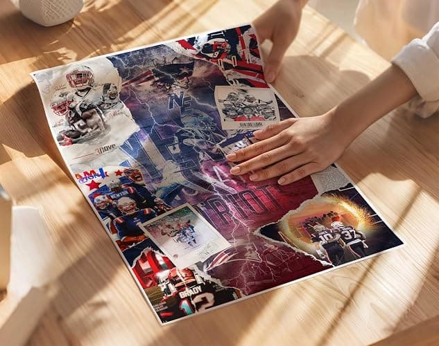 SPASAV 11"x17" Unframed, Patriots Football Player Collage Poster, Canvas Print Wall Art, Man Cave Home Decor thumbnail 4